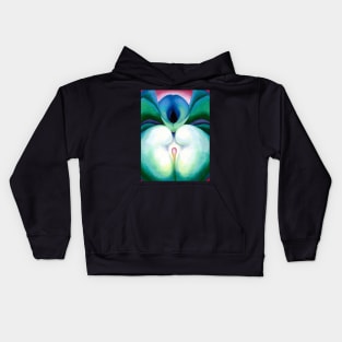 High Resolution White & Green Flower Shapes by Georgia O'Keeffe Kids Hoodie